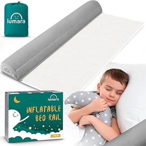 LUMARA Inflatable Bed Rail for Toddlers - Portable Travel Bed Bumper for Kids Fits Twin Full Queen King Size Beds - Non-Slip Safety Guard Rails