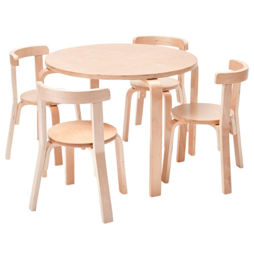 ECR4Kids Bentwood Round Table and Curved Back Chair Set, Kids Furniture, 5-Piece & Reviews | AllModern