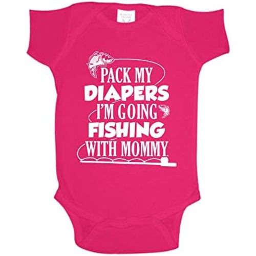 Pack My Diapers I'm Going Fishing with Mommy Baby One Piece or Toddler T-Shirt