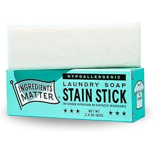Ingredients Matter Stain Stick - Stain Remover Stick Made from Laundry Soap - HE/Hypoallergenic Stain Remover - Natural, Detergent Free, Planet-Friendly - Made in the USA - 2.4oz