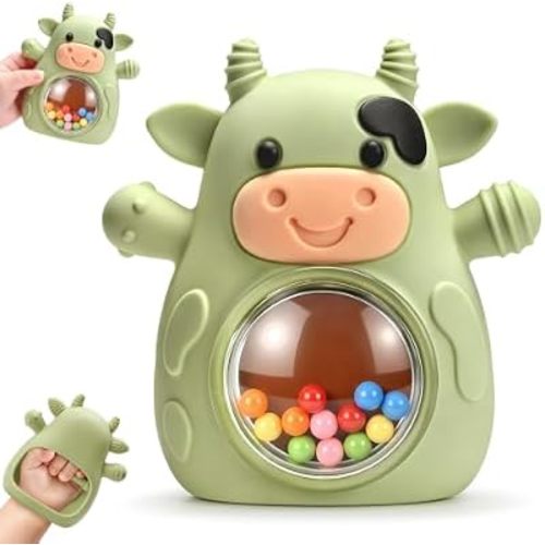 Baby Teething Toy with Rattle 3-12 Months, BPA Free Silicone Teether Mitten