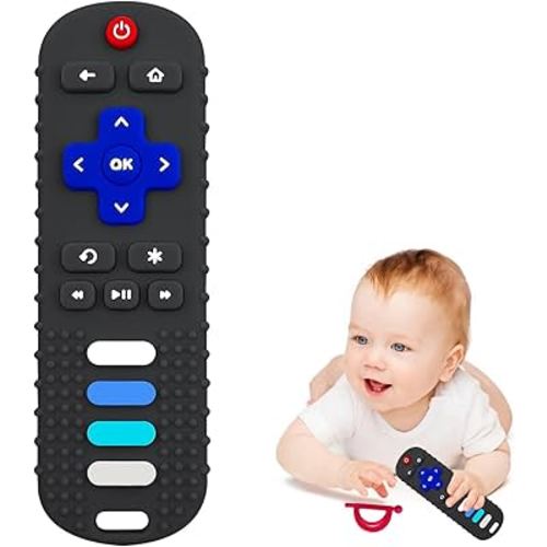ROBBEAR Baby Teething Toys, Food Grade Silicone Teethers for Babies 3-6 Month, 6-18 Months, TV Remote Control Shaped Teething Toy, Chew Toys for Boys and Girls Teether Toys, Freezer BPA Free