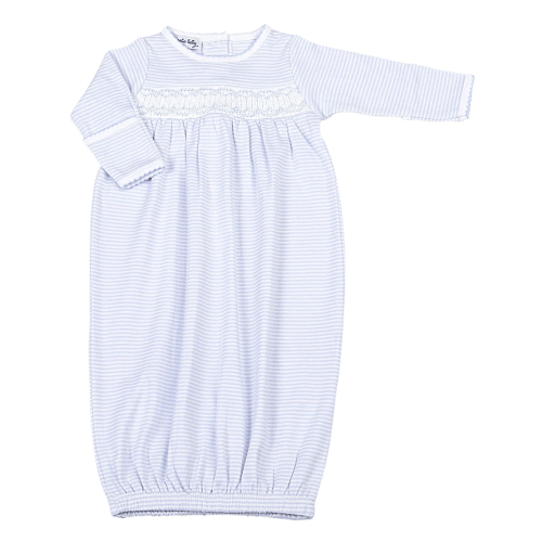 Mini Stripes Smocked Gown - Blue