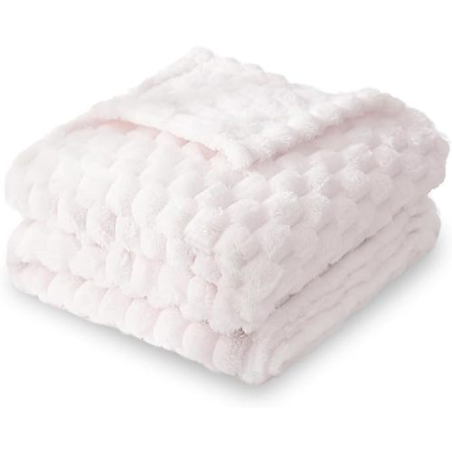 HOMRITAR Flannel Fleece Fluffy Fuzzy Blanket for Baby 3D Jacquard Soft Warm Plush Bed Blankets for Home Decor, Toddler Infant or Newborn Receiving Blanket (30 x 40 Inch, Cream)