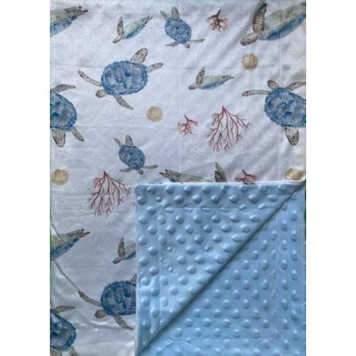 Baby Blanket for Boys Girls Super Soft Double Layer Minky with Dotted Backing Cute Cow Crib Receiving Blanket Bed Throws for Newborns Nursery Stroller Toddler 30 x 40 Inch (Turtle)