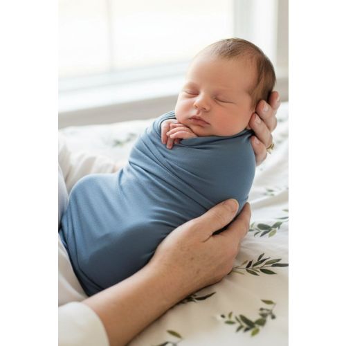 Solid Dusty Blue Bamboo Knit Swaddle Blanket