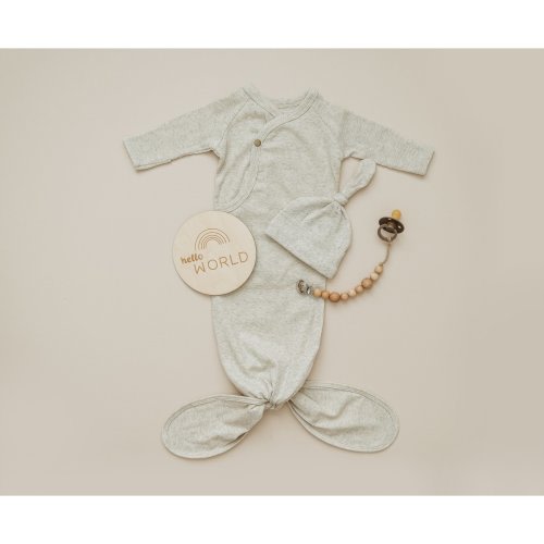 Oatmeal Ribbed Knotted Gown– Korra and Co