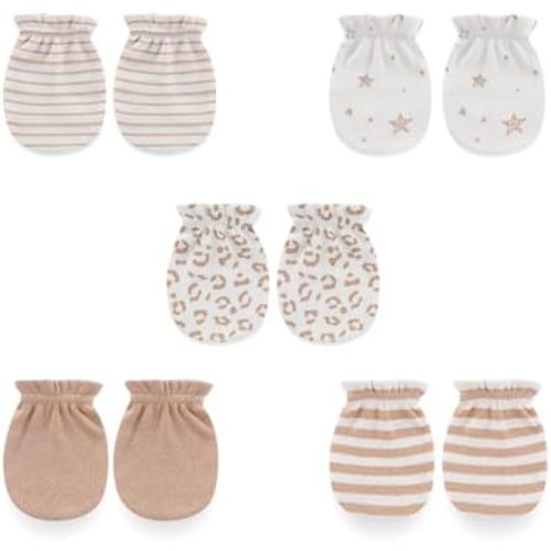 falianni 5 Pairs Baby Not Scratch Mittens 0-6 Months New Born Boy Girl Gloves Cute Infant Accessories