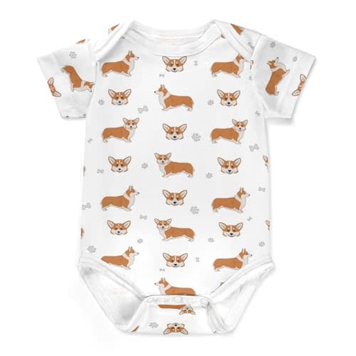 Vodbne Baby and Dog Clothes, Cute Dog Theme Baby Onesie, Short Sleeve Infant Dog Baby Stuff Shower Gifts for Boys Girls