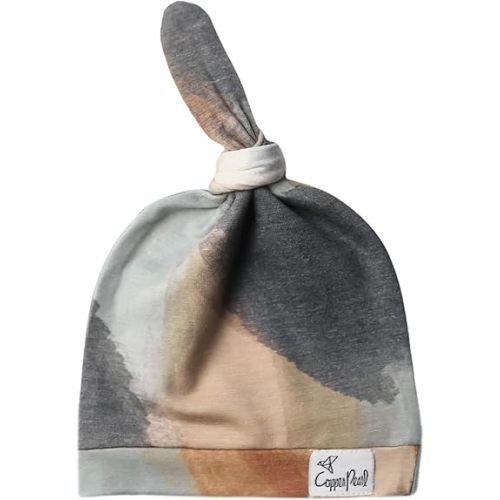 Copper Pearl Baby Beanie Hat Top Knot Stretchy Soft Picasso