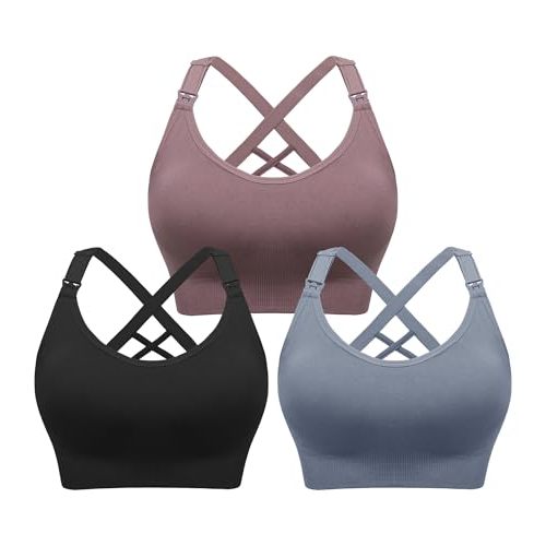 Angelhood Nursing Bras for Breastfeeding, Seamless Nursing Sports Bra Support Yoga Maternity Bras Pregnancy Sleep Bralette