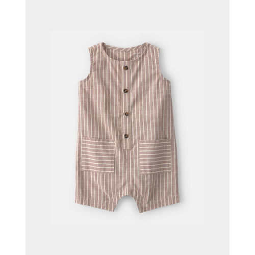 Baby Boy Striped Sleeveless Romper - Brown/White | Carter's