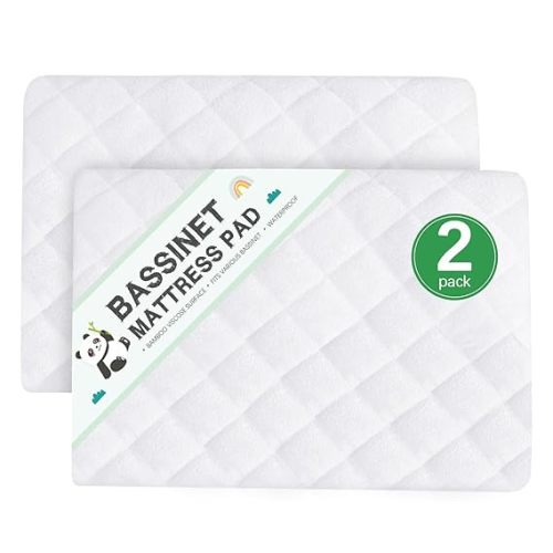 Waterproof Bassinet Mattress Protector, Fit for 21 x 35 Baby Delight, Evolur Stellar, Ezebaby, Fodoss and Bold Bedside Bassinet, Ultra Soft Breathable, Washer & Dryer