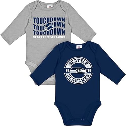Gerber NFL unisex-baby Nfl 2-pack Long Sleeve Onesie Bodysuit