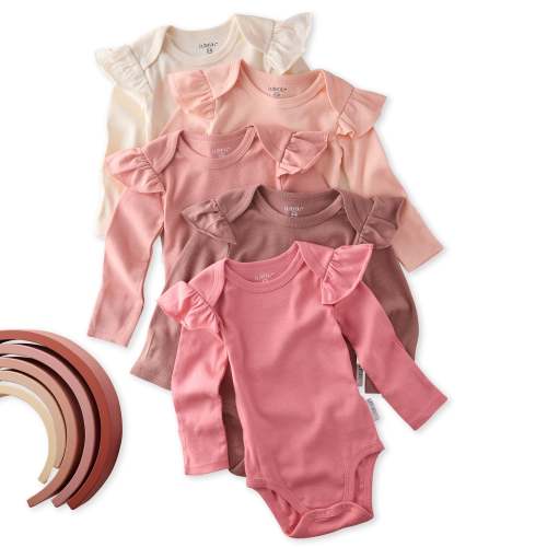 ASHLEY 5-Pack Long Sleeve Ruffle Bodysuits