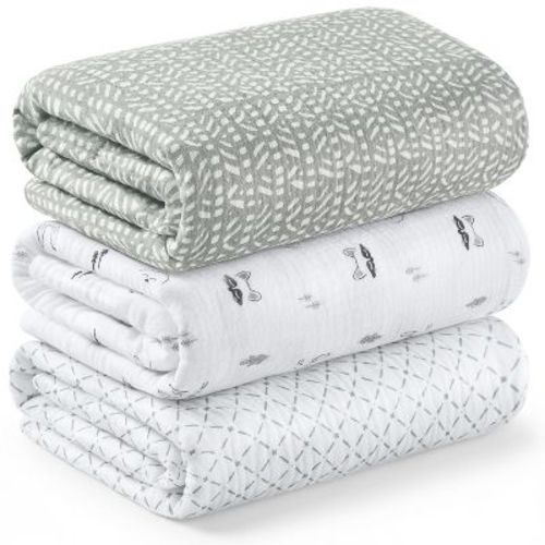 KeaBabies 3-Pack Lyra Muslin Swaddle Blankets for Newborns, Large Cotton Nursery Baby Blankets, Soft & Breathable (Nordic, Regular)