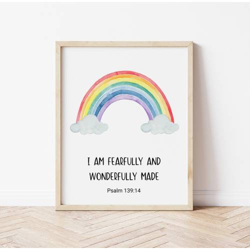 Bible Verse Rainbow Baby Nursery Prints, Baby Nursery Wall Art Printable, Rainbow Art, Scandi Nursery Wall Decor, Baby Gift, Baby Shower,