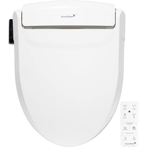 SmartBidet® SB-1000WE Electric Smart Bidet Toilet Seat with Heated Seat, Warm Air Dryer, Temperature Control Wash, and Remote Control, Elongated Seat