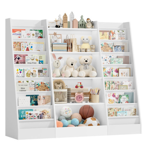 Ebern Designs Modern 5-Tier Kids Bookshelf with Fabric Storage Pockets, Eco-Friendly Materials, Safe for Toddlers & Reviews | Wayfair