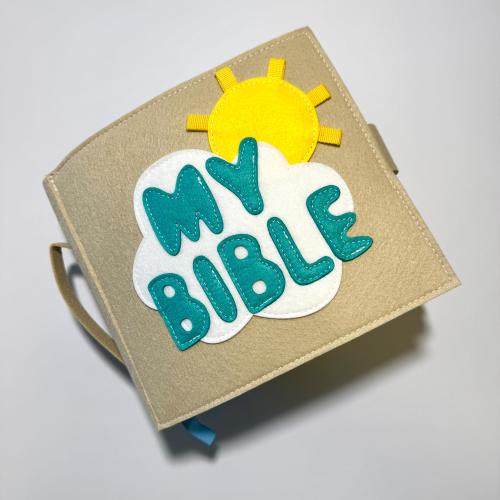 Handmade Bible Story Felt Quiet Book,  Montessori Activity Book, Personalized Baptism Gift for Baby, Soft Bible Busy Book