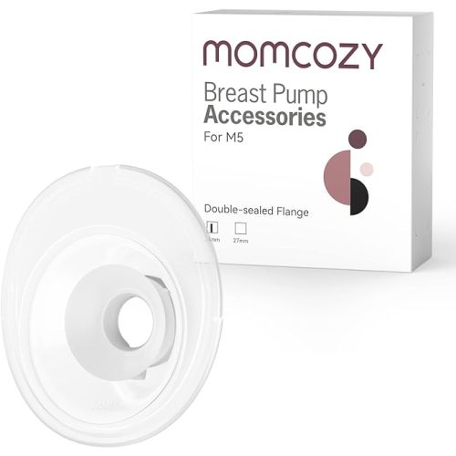 Momcozy M5 Smart APP Controlled Wearable Breast Pump, Hands-Free Wireless Electric Pump, 3 Modes 9 Suction Levels, BPA-Free, Portable Lightweight, 24mm Flange, 2-Pack Quill Gray