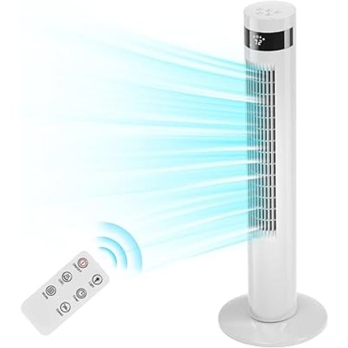Antarctic Star Tower Fan Portable Floor Fans 85°Oscillating Fan 36'' Quiet Cooling 12H Timer Remote Control Standing Bladeless Electric 3 Speeds Wind 3 Modes Bedroom Office(36 inch, White)