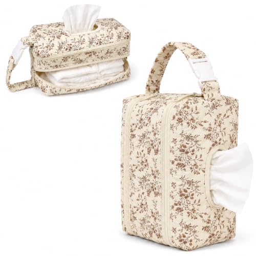 GISMTR Diaper and Wipes Pouch, Quilted Double Layer Organizer with Strap