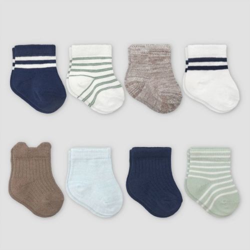 Carter's Just One You® Baby Boys' Crew Socks 8pk - Brown/Blue/White 0-3M