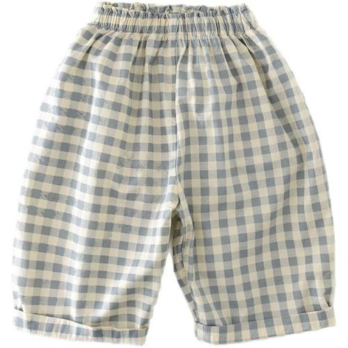 Spring Autumn 6Months-4Years Toddler Thin Cotton Plaid Elastics Pants for Baby Boys and Girls