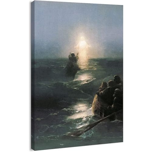 artprints1stop Canvas Print Wall Art - Jesus Walking on Water by Ivan Aivazovsky - 12x18 inches