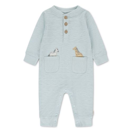 Newborn Baby Boys Huggies Babywear 100% Organic Coverall with Button Closure & Animal Pockets