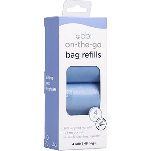 Ubbi On The Go Waste Disposal Bags Refills Value Pack, Lavender Scented, 12 Roll Refills, Baby On The Go Essentials