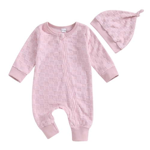 AherBiu Newborn Baby Girls Clothes Fleece Cotton Rompers Zip up Long Sleeve Onesie Sleepwear Jumpsuit