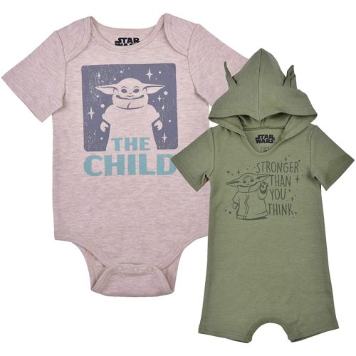 Lucasfilm Star Wars Boy's 2-Piece Baby Yoda Romper and Hoodie Bodysuit Set