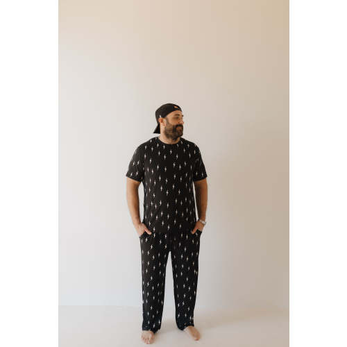 Men's Bamboo Short Sleeve Pajama | Midnight Lightning Bolt
