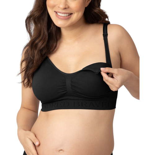 Kindred Bravely Sublime Busty Seamless Nursing Bra for F,G,H,I Cup | Wireless Maternity & Postpartum Bra (Black, X-Large Busty)