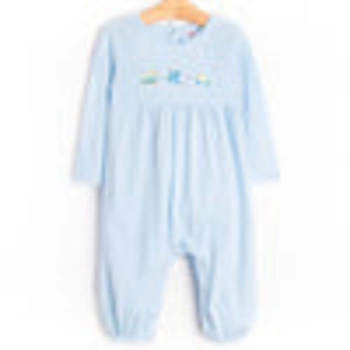 Travel Time Embroidered Romper, Blue – Stitchy Fish