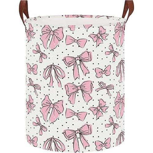 Laundry Hamper,Laundry Basket,Baby Nursery Hamper,Waterproof Storage Bin,Clothes Organizer Basket,Room Decor(Hand-drawn Bowknot)