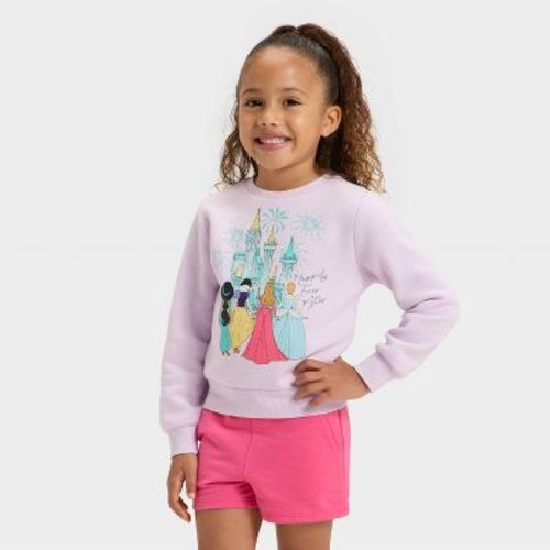 Toddler Girls' Disney Princess Castle Fleece Sweatshirt - Purple