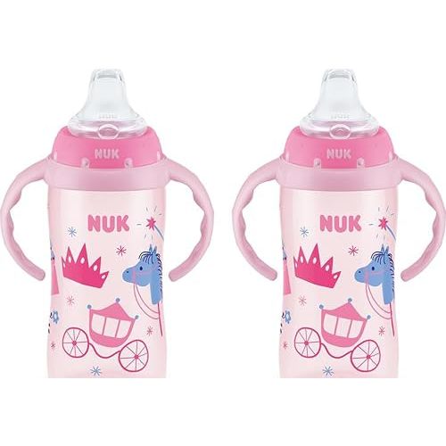 NUK Learner Cup, 10 oz, 8+ Months, 2 Count – BPA Free, Spill Proof Sippy Cup