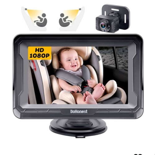 DoHonest Baby Car Camera HD 1080P - Rear-Facing Car Baby Monitor with Night Vision, Adjustable View Angle, Easy Setup, Anti-Glare Display, Safety for Kids & Infants