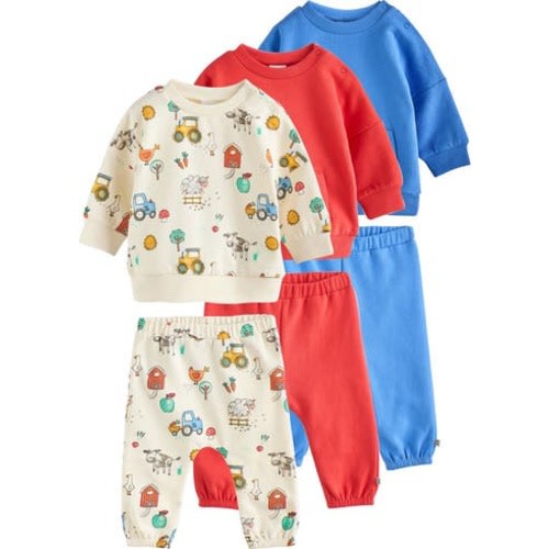 6-Pack Assorted Sweatshirts & Sweatpants Set, 0-3M