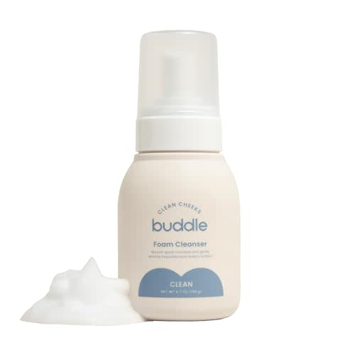 Buddle Clean Cheeks Baby Micellar No-Rinse Foam Cleanser for Diaper Changes, Microbiome Friendly and Gentle for Sensitive Skin, Paraben & Fragrance Free, 6.7oz