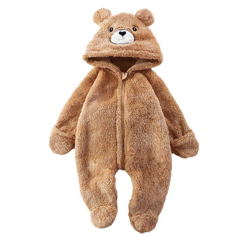 XFHLMJFF Bear Ears Jumpsuit Hooded Baby Panda Fold Over Mittens Footies Onesies Girls Boys Winter Long Sleeve Pajamas for 3-6 Months