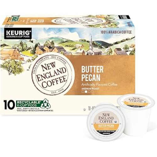 New England Coffee Single Serve Pods, French Vanilla Medium Roast 10 Count (Pack of 6)
