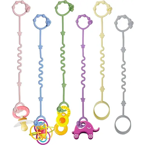 Toy Straps for Baby,RTMOK 6pcs Silicone Setpacifier Clip,Applies to Car Seat Toy,Teether Toy,High Chair,Stroller Accessories,Baby Toy Clips,Cribs,Rocking Chair,Silicone Pacifier Clip