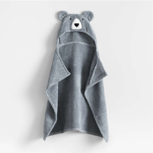 Bear Smoke Blue 100% Organic Cotton Hooded Baby Towell