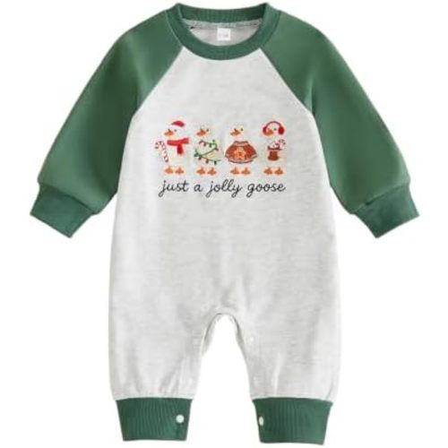 Newborn Baby Boy Christmas Outfit Jolly Goose Long Sleeve Romper Jumpsuit
