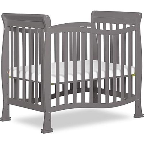 Dream On Me Violet 4-in-1 Convertible Mini Crib in Steel Grey, Greenguard Gold Certified, JPMA Certified, 3 Position Mattress Height Settings, Non-Toxic Finish