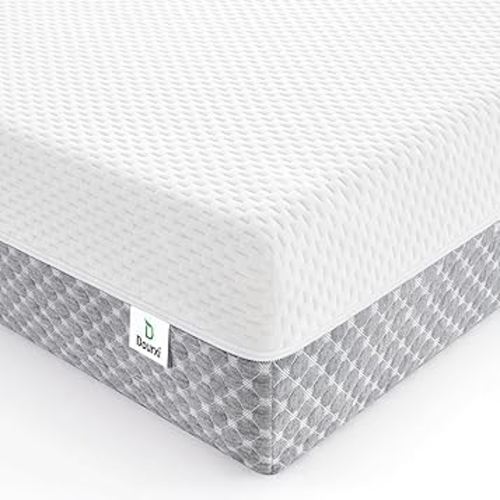 Crib Mattress, Dual Sided Comfort Memory Foam Toddler Bed Mattress, Triple-Layer Breathable Premium Baby Mattress for Infant and Toddler w/Removable Outer Cover - White&Grey